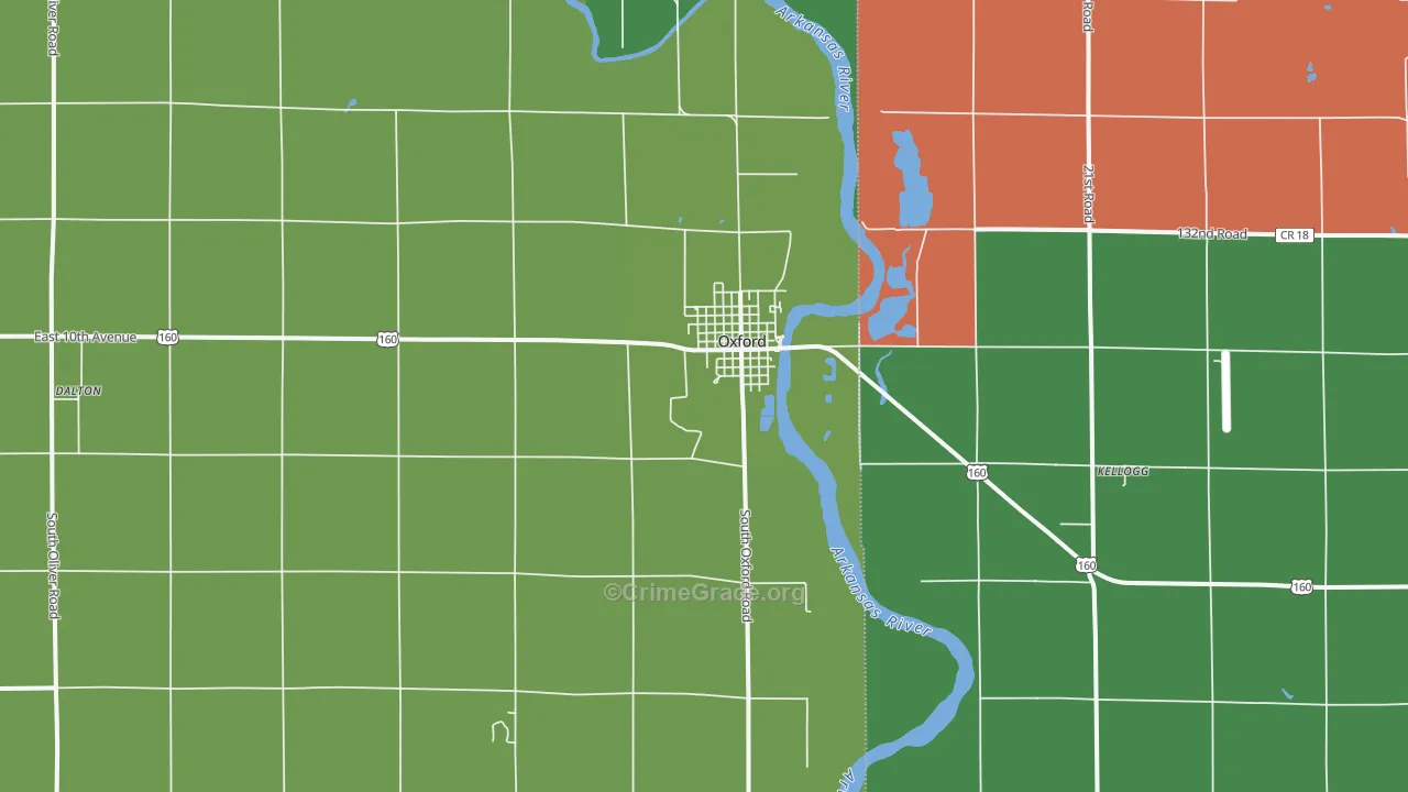 Oxford, KS Map of Theft Rates