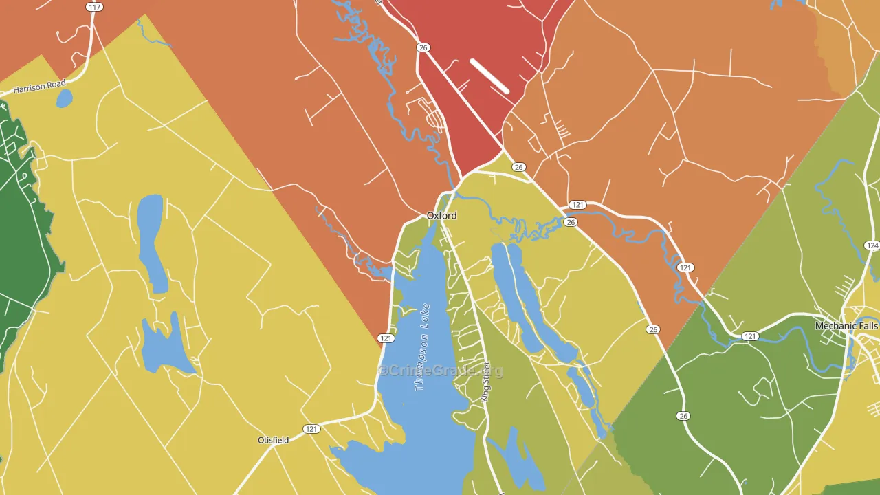Oxford, ME Map of Theft Rates