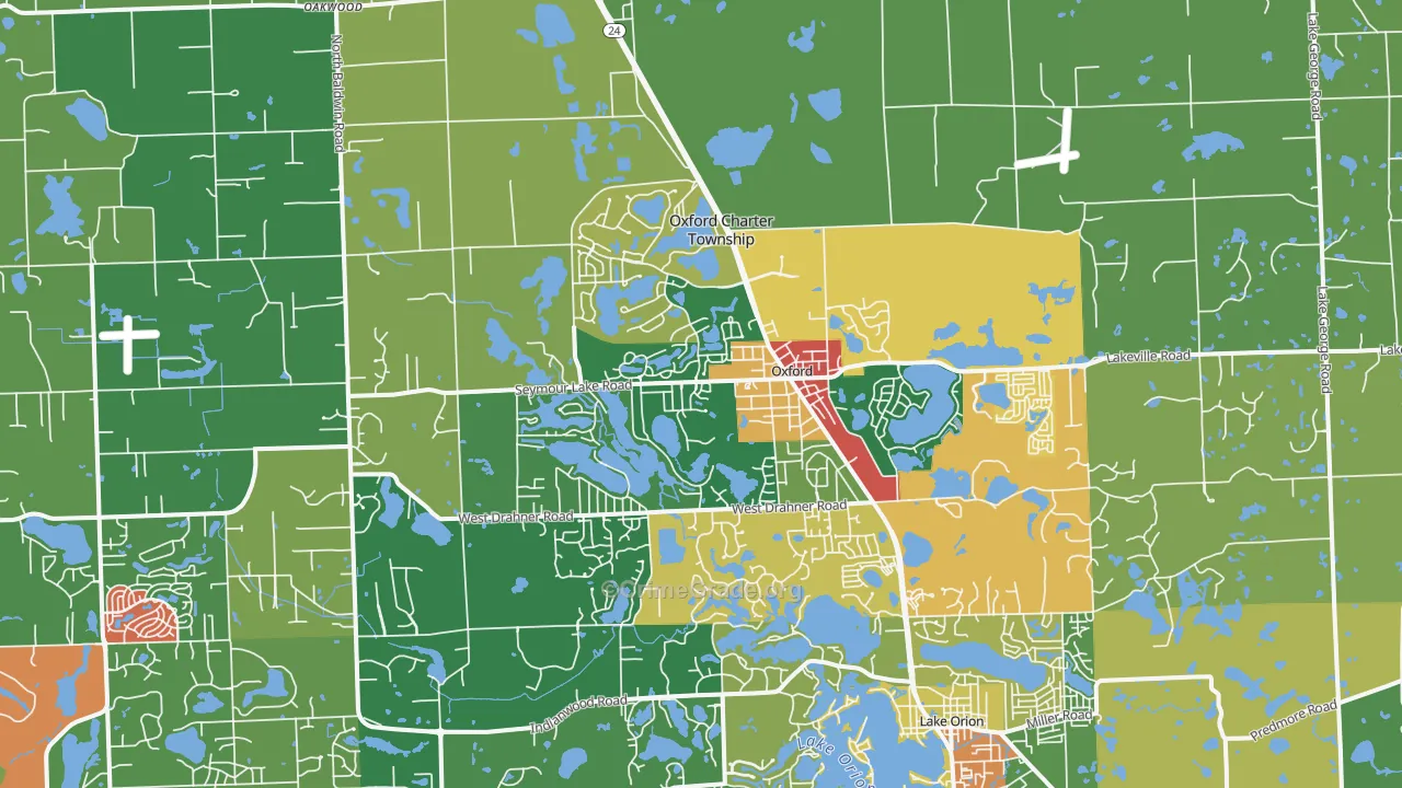 Oxford, MI Map of Theft Rates