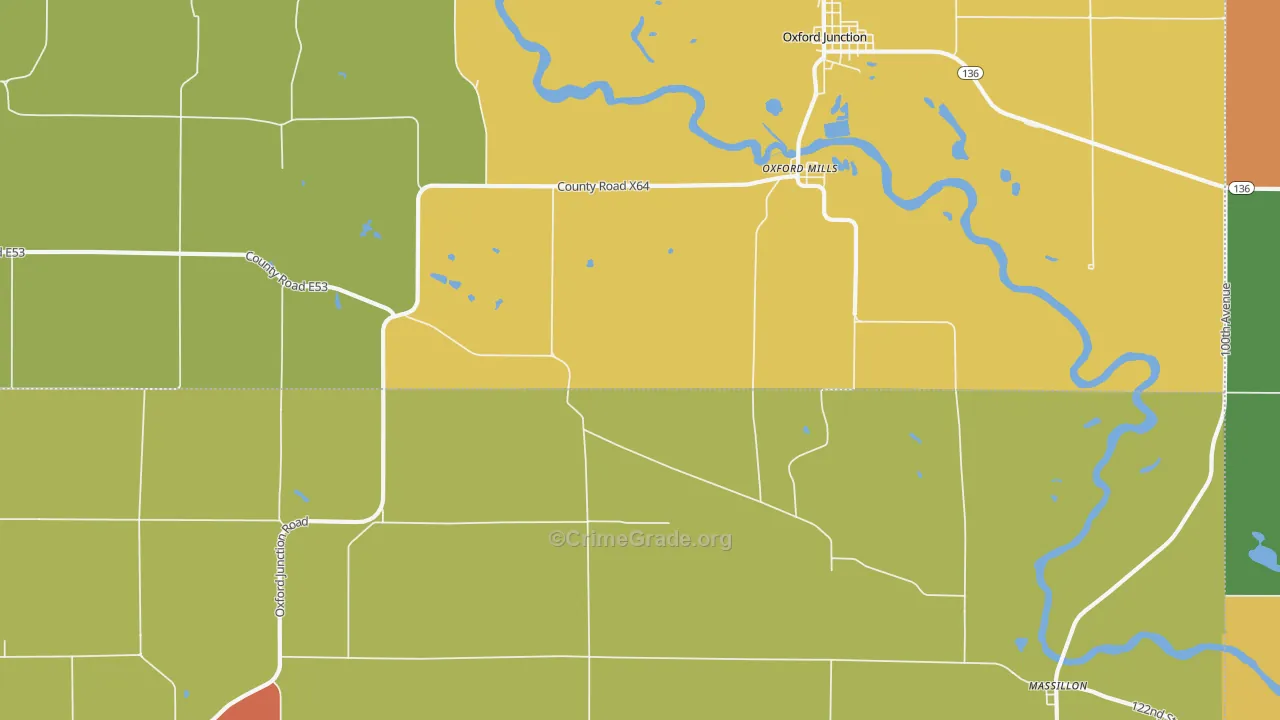 Oxford Mills, IA Map of Theft Rates