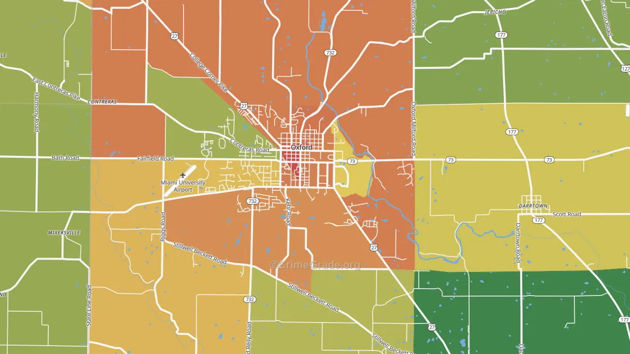 Oxford, OH Map of Theft Rates
