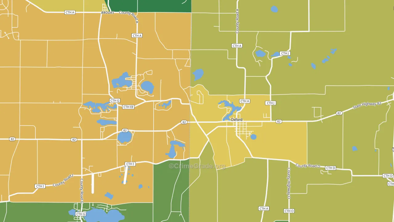 Oxford, WI Map of Theft Rates