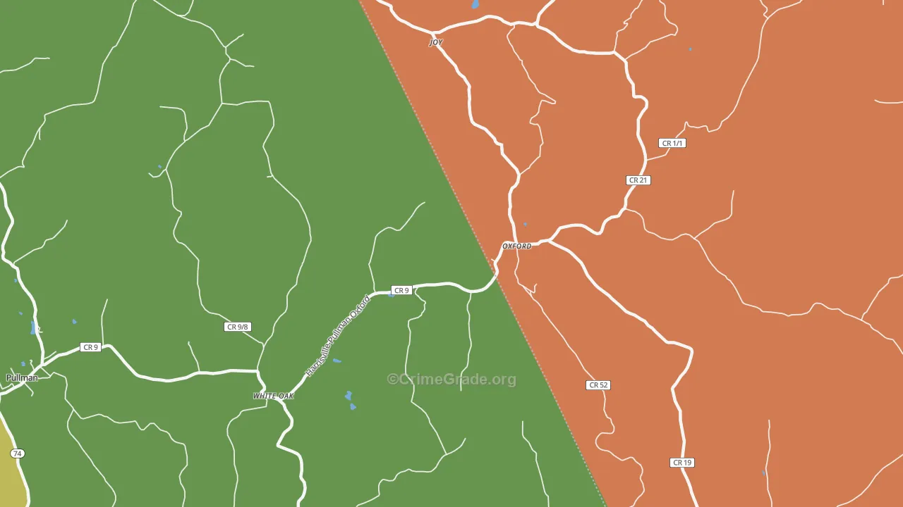 Oxford, WV Map of Theft Rates