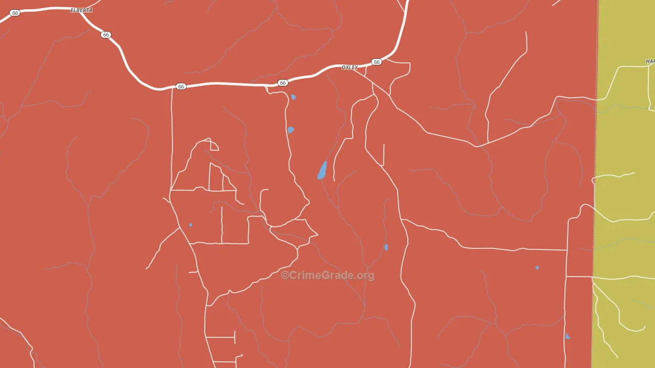 Oxley, AR Map of Theft Rates