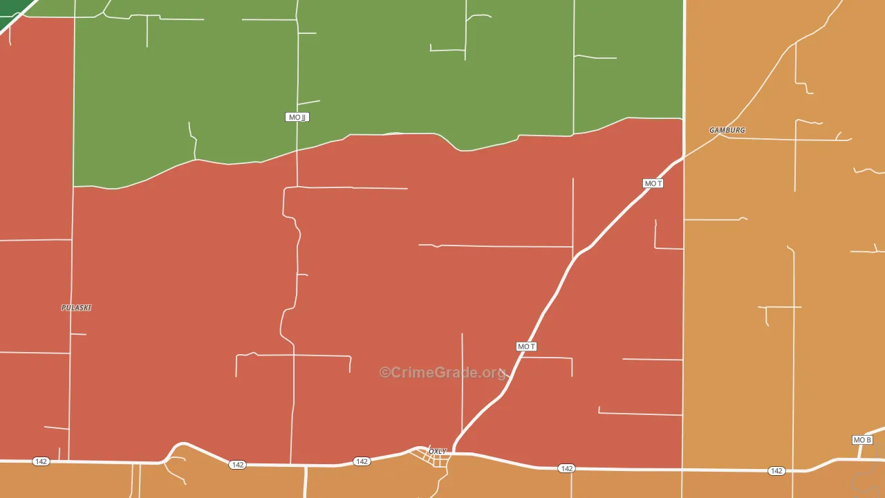 Oxly, MO Map of Theft Rates
