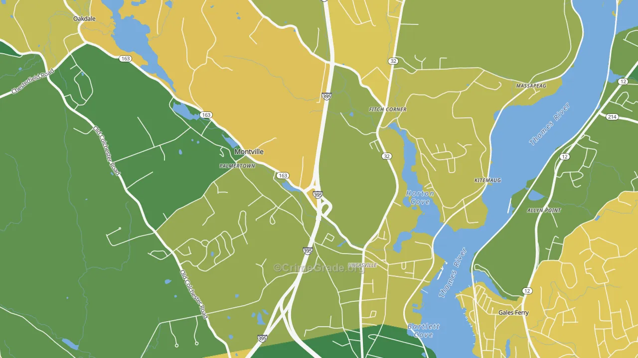 Oxoboxo River, CT Map of Theft Rates