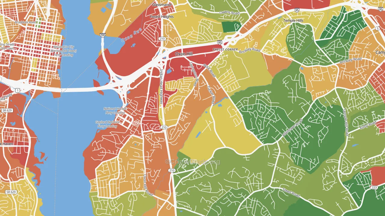 Oxon Hill, MD Map of Theft Rates