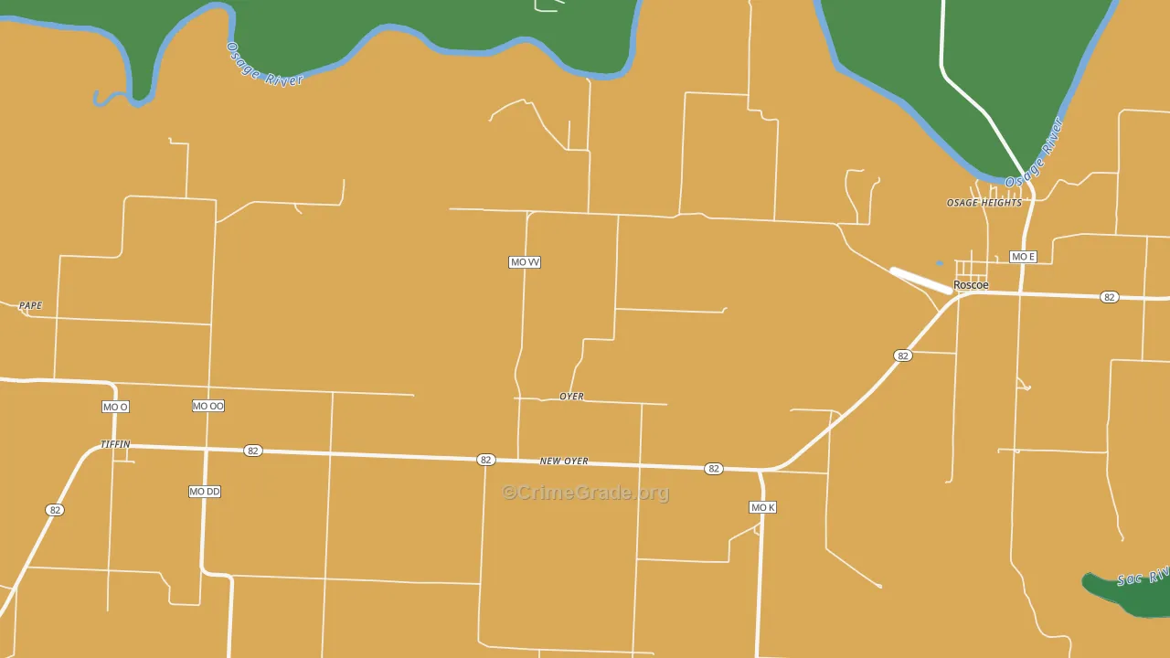 Oyer, MO Map of Theft Rates