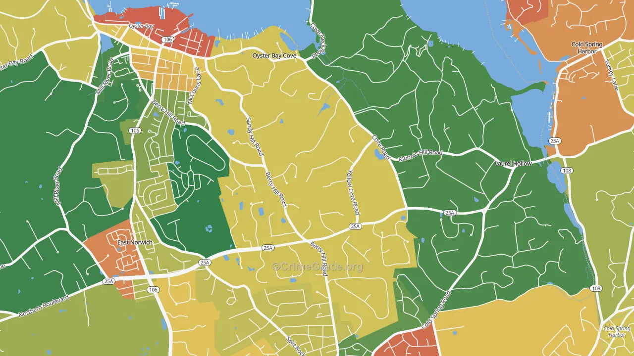 Oyster Bay Cove, NY Map of Theft Rates