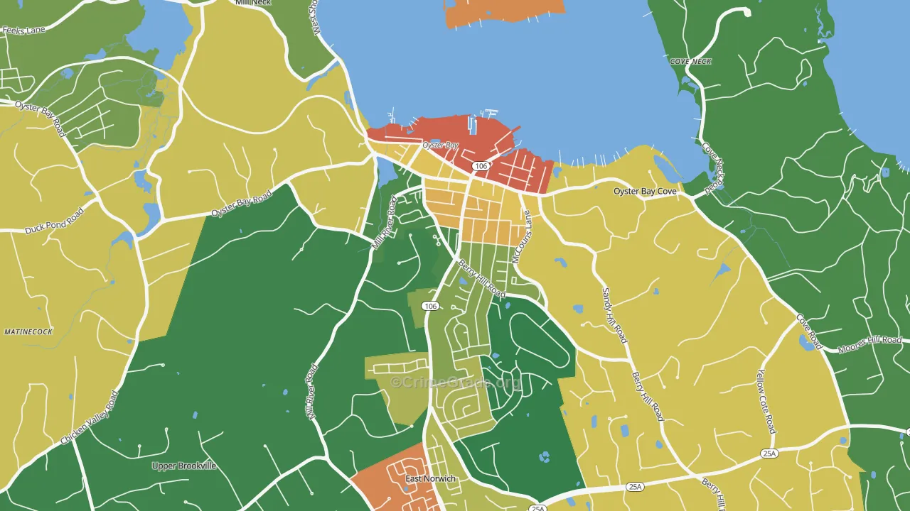 Oyster Bay, NY Map of Theft Rates