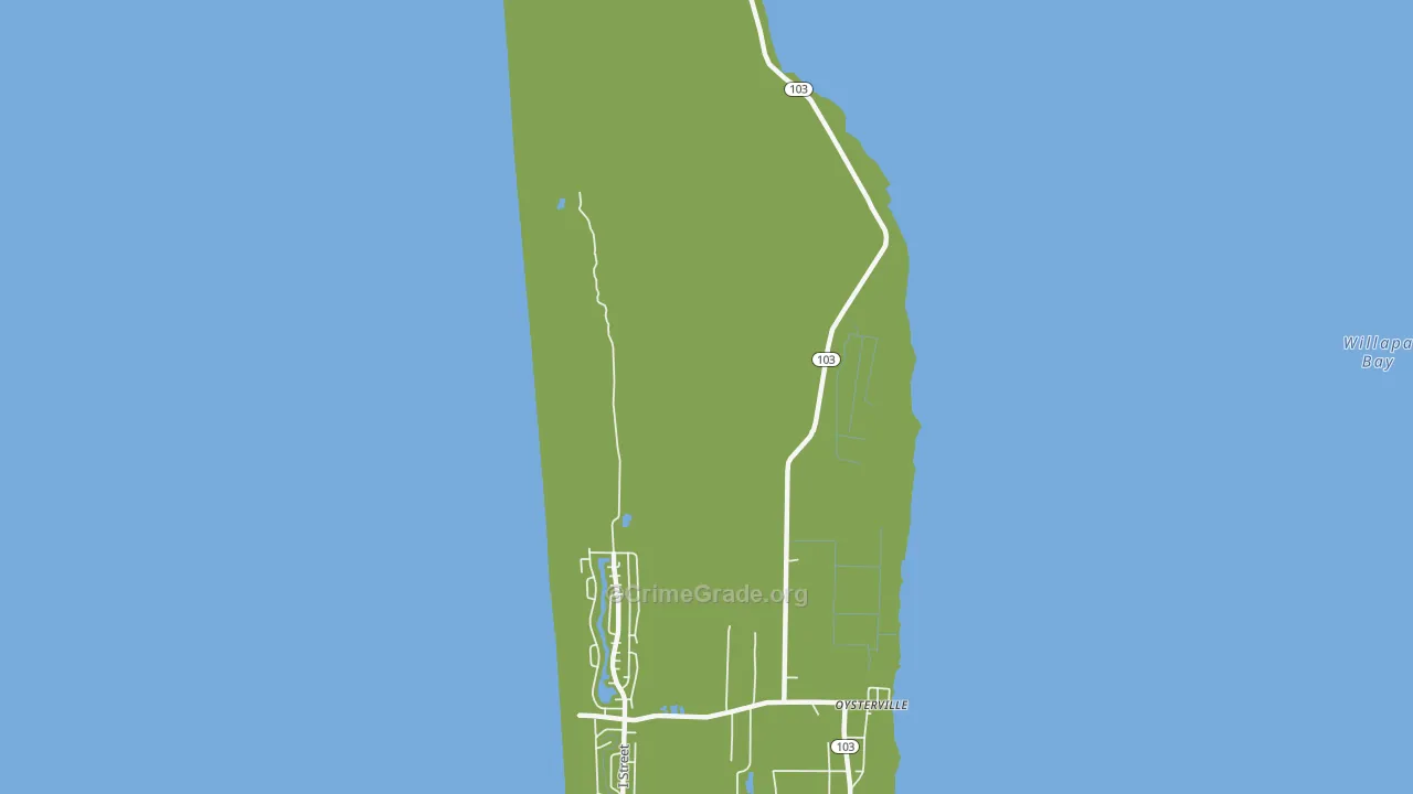 Oysterville, WA Map of Theft Rates