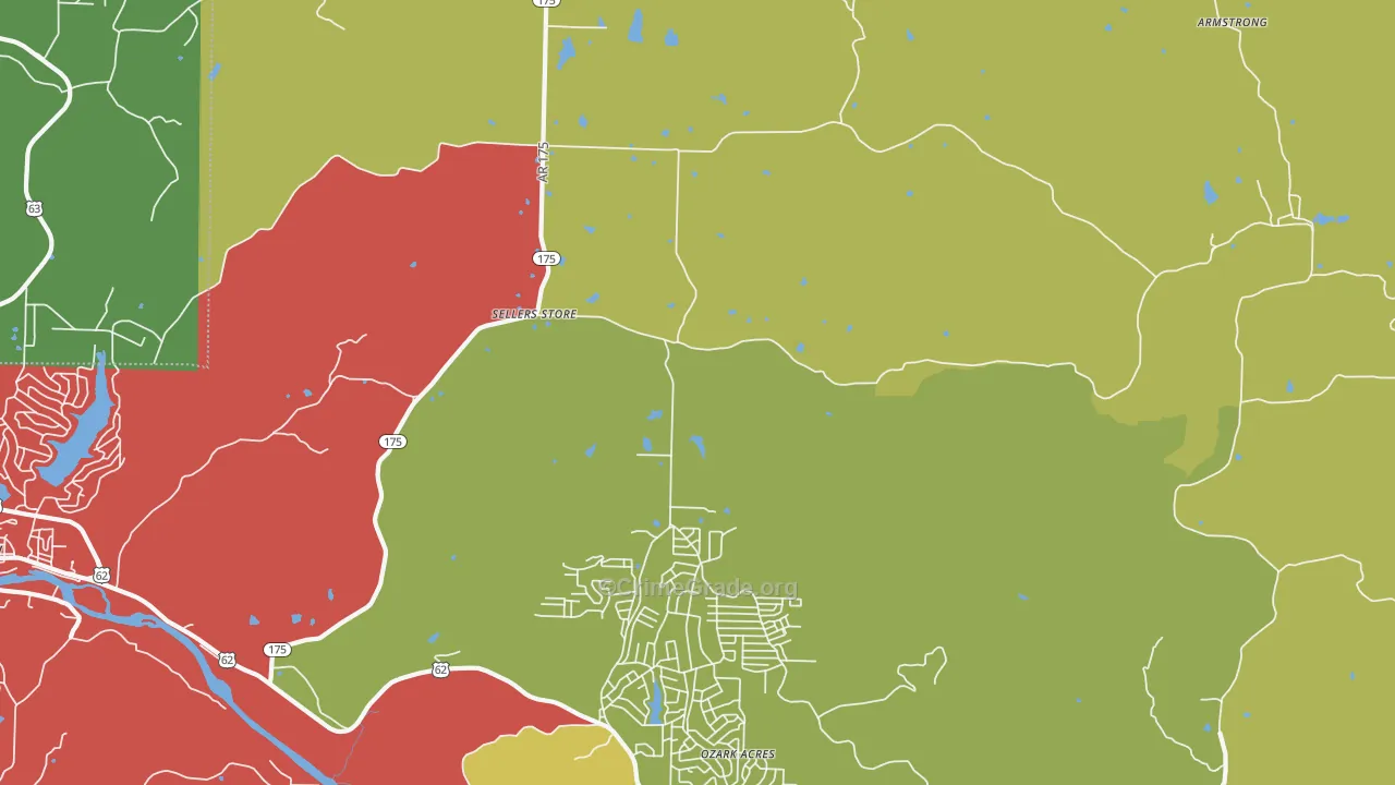 Ozark Acres, AR Map of Theft Rates
