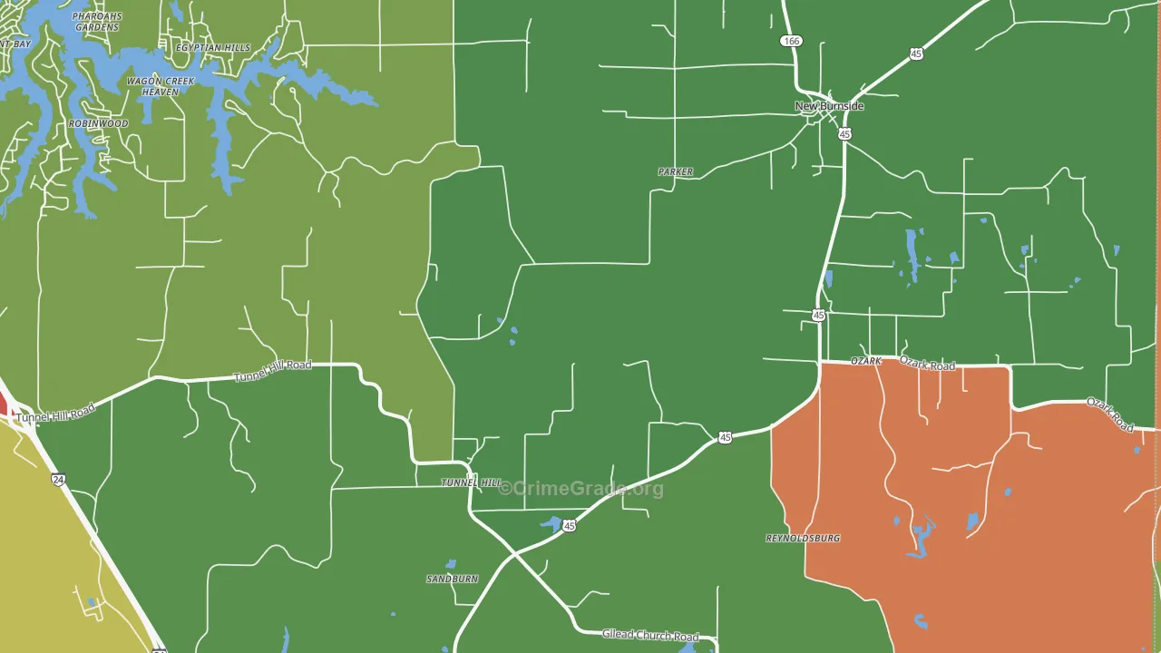 Ozark, IL Map of Theft Rates