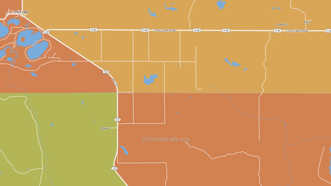 Ozark, MI Map of Theft Rates