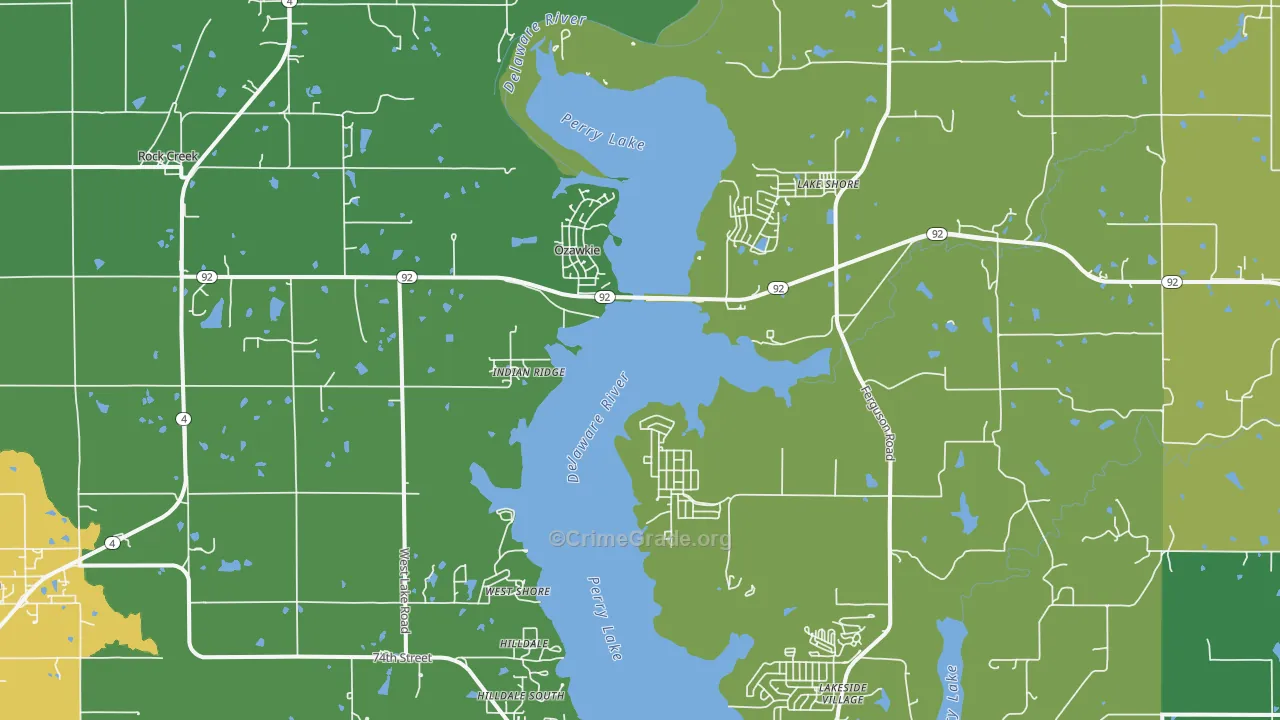 Ozawkie, KS Map of Theft Rates