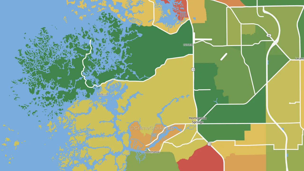 Ozello, FL Map of Theft Rates