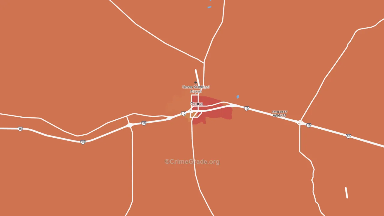 Ozona, TX Map of Theft Rates