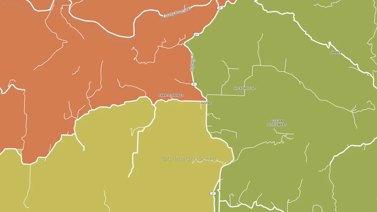 Ozone, AR Map of Theft Rates