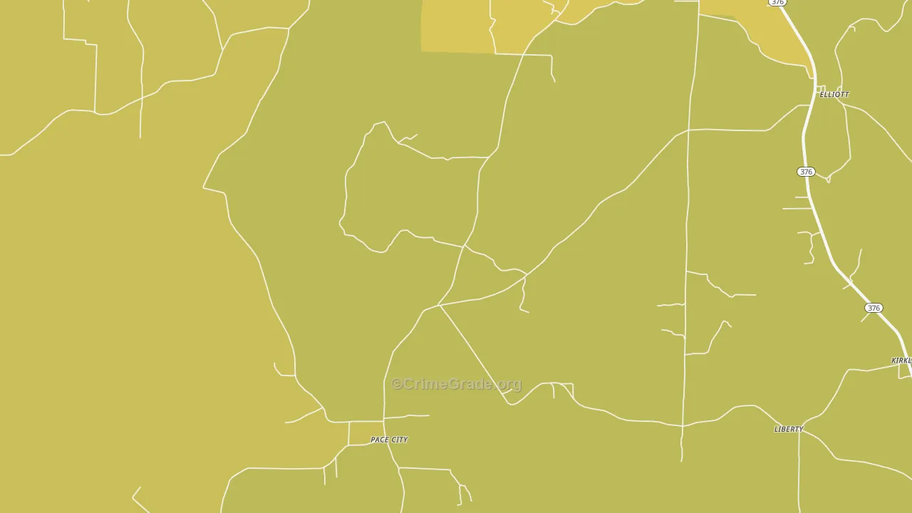 Pace City, AR Map of Theft Rates