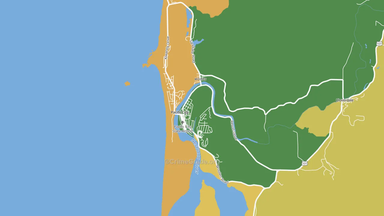 Pacific City, OR Map of Theft Rates
