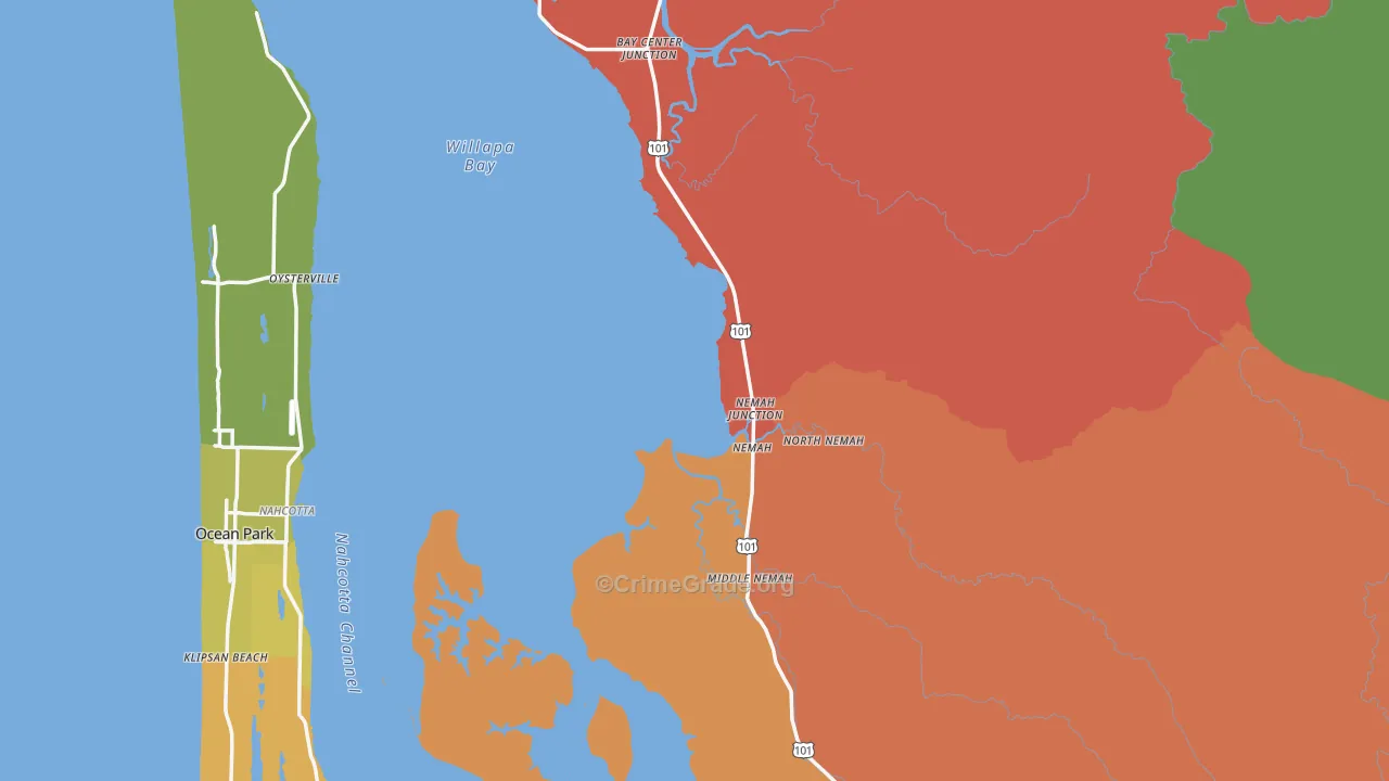 Pacific County, WA Map of Theft Rates