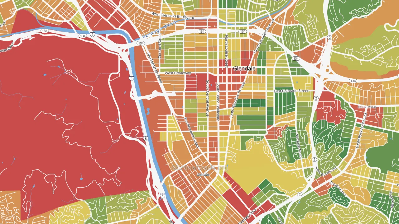Pacific Edison, Glendale, CA Map of Theft Rates