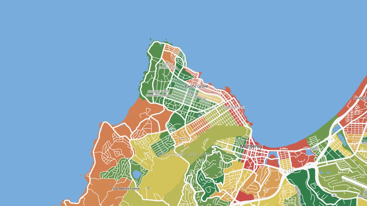Pacific Grove, CA Map of Theft Rates