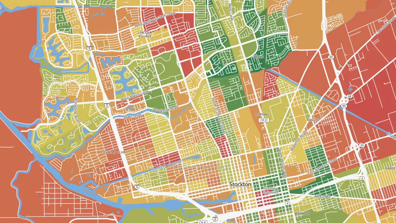 Pacific, Stockton, CA Map of Theft Rates