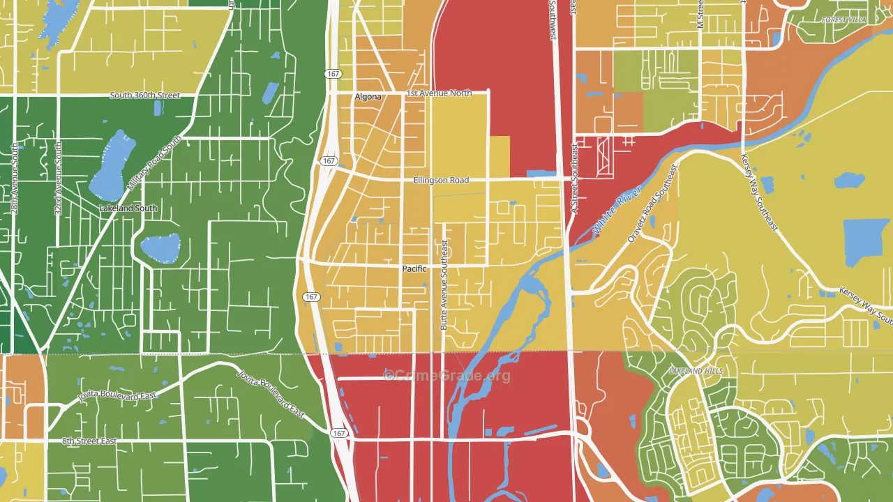 Pacific, WA Map of Theft Rates