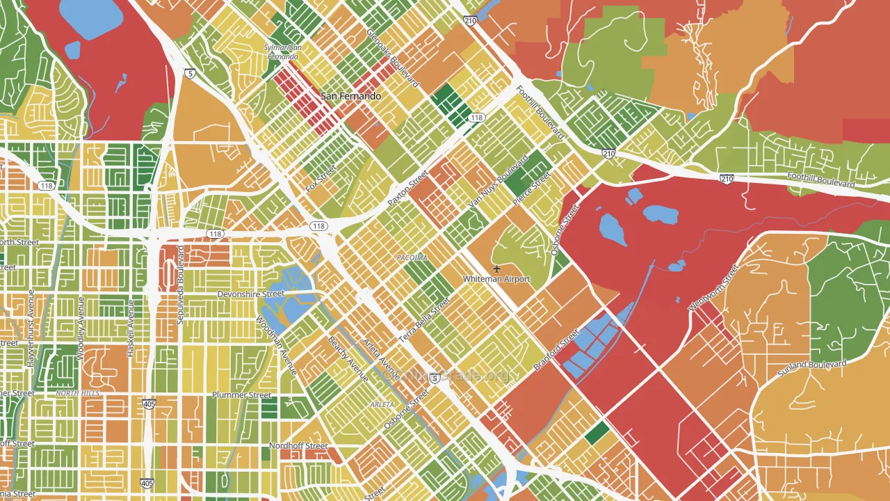 Pacoima, CA Map of Theft Rates
