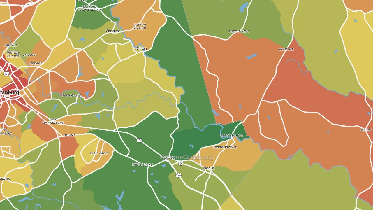 Pacolet Mills, SC Map of Theft Rates