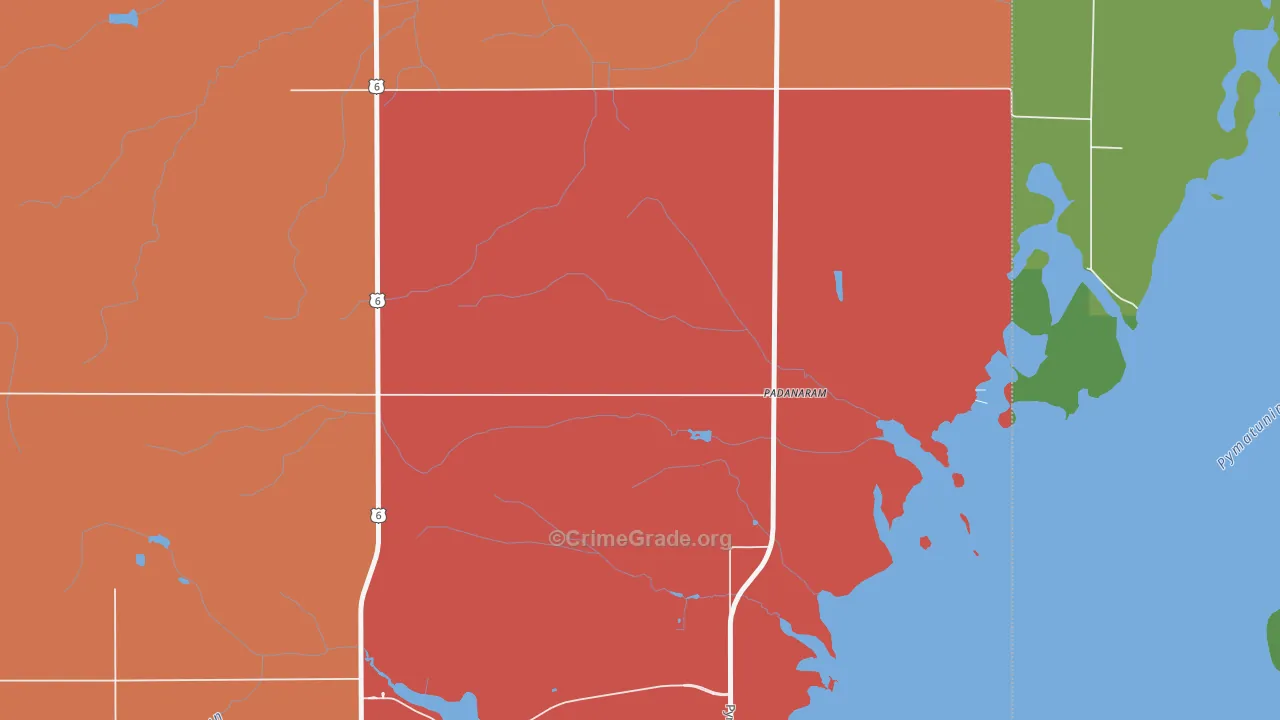 Padanaram, OH Map of Theft Rates