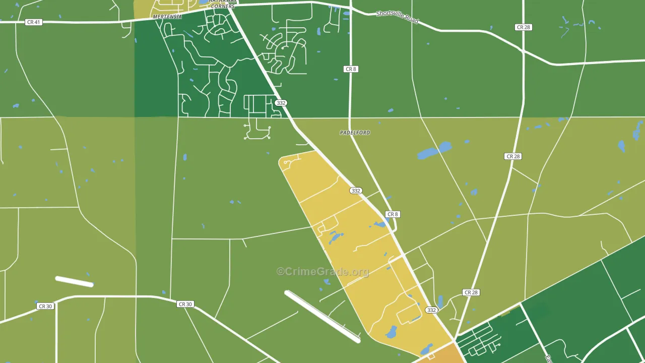 Padelford, NY Map of Theft Rates
