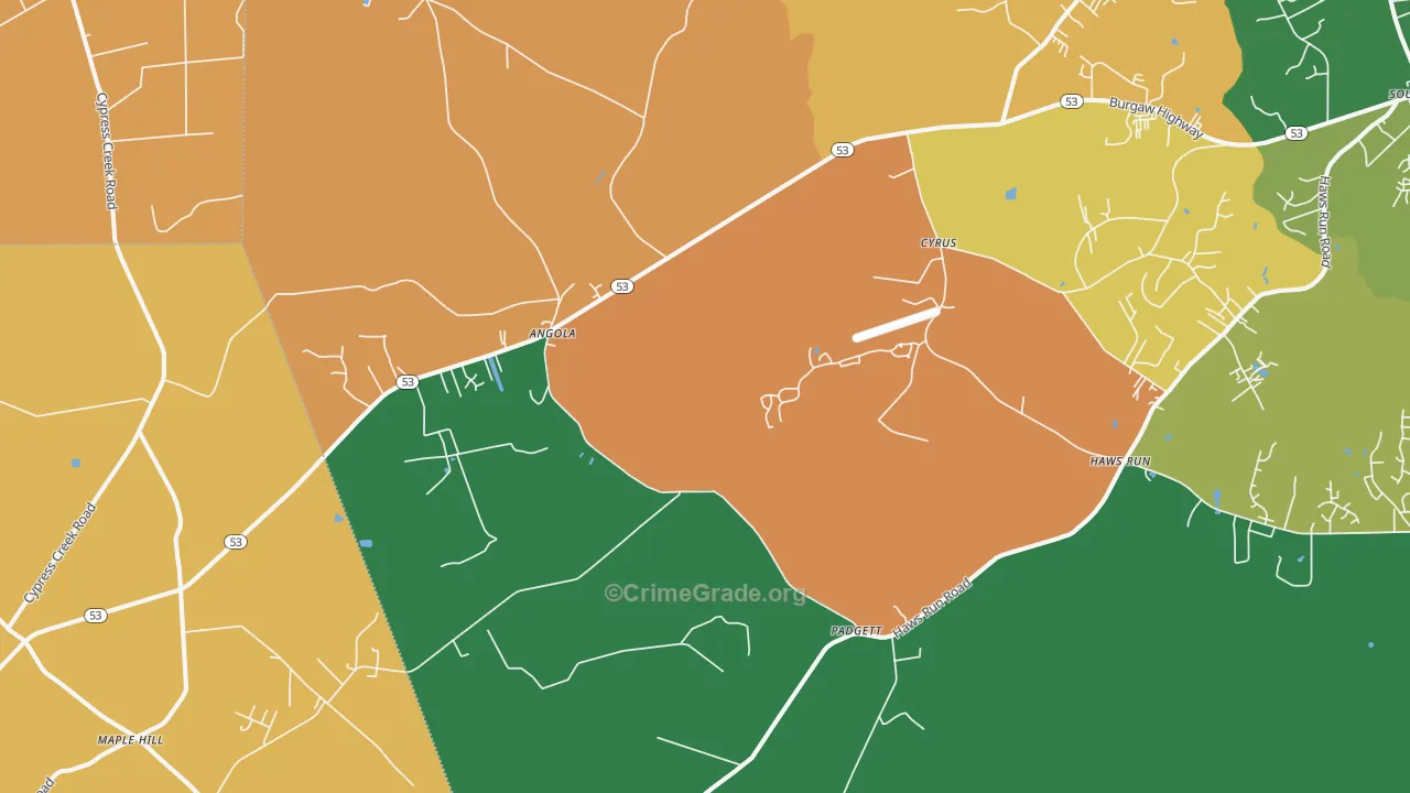 Padgett, NC Map of Theft Rates
