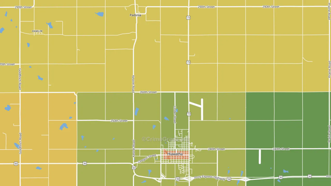 Padonia, KS Map of Theft Rates