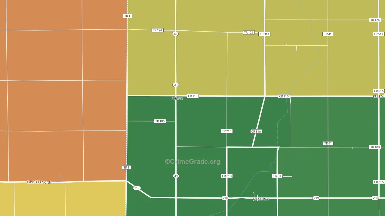 Padua, OH Map of Theft Rates