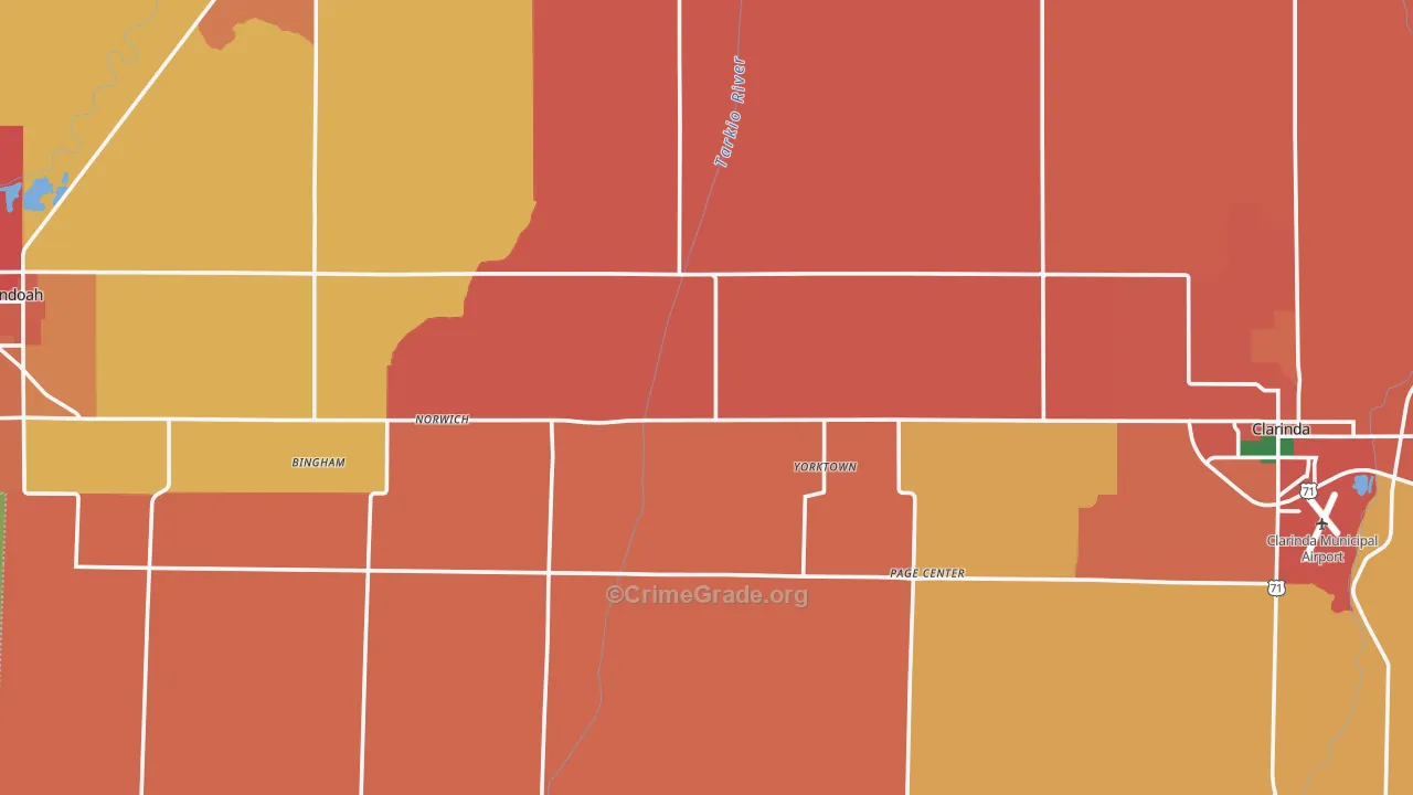 Page County, IA Map of Theft Rates
