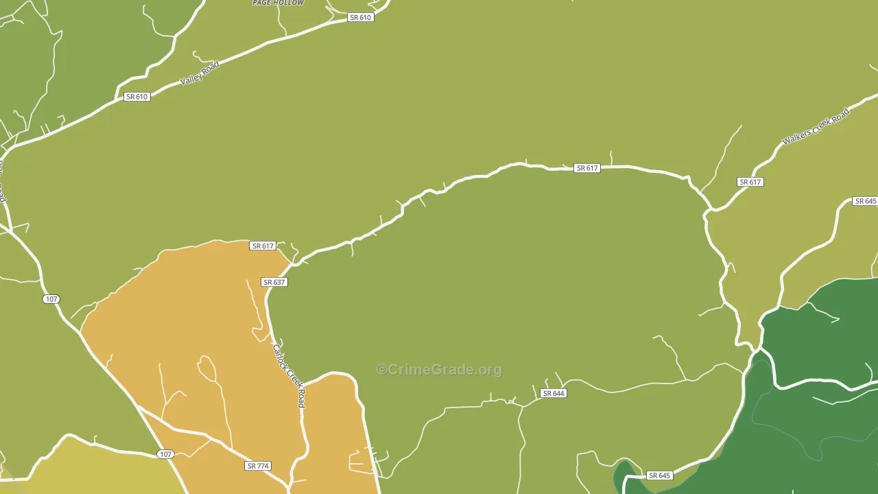 Page Hollow, VA Map of Theft Rates