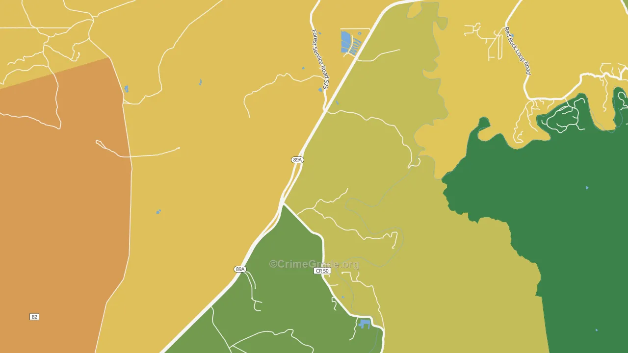 Page Springs, AZ Map of Theft Rates