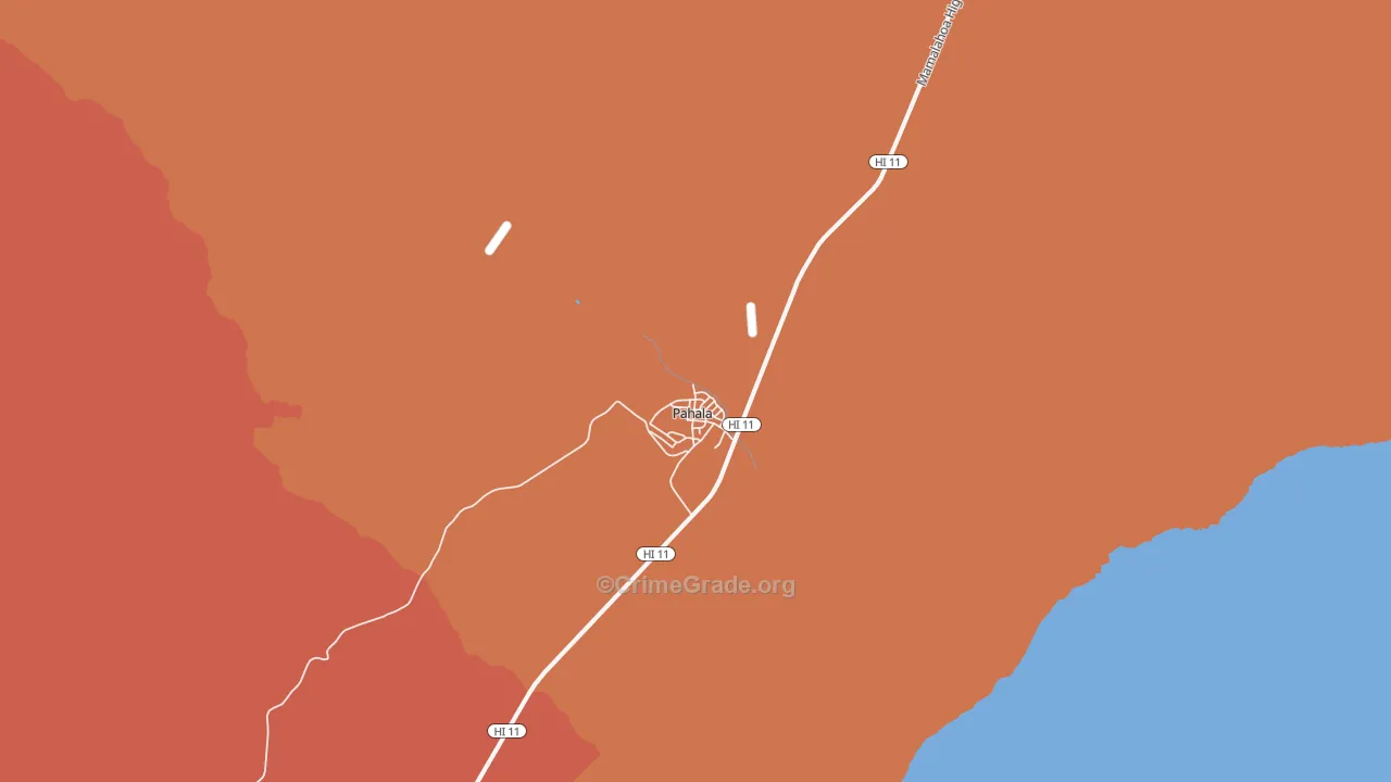 Pahala, HI Map of Theft Rates