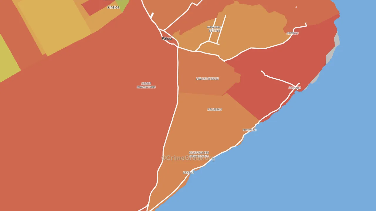 Pahoa, HI Map of Theft Rates