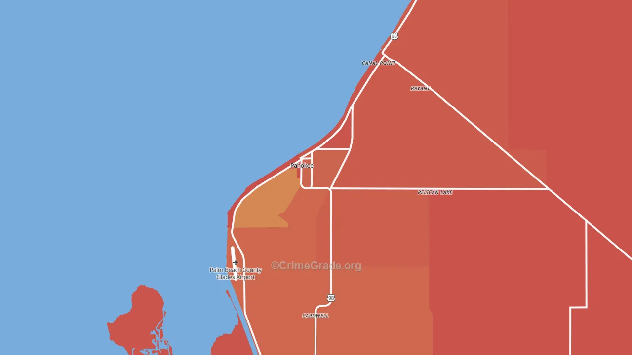 Pahokee, FL Map of Theft Rates