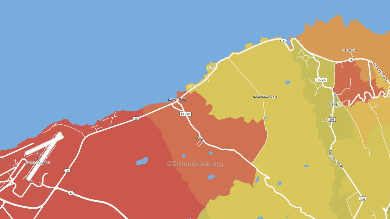 Paia, HI Map of Theft Rates