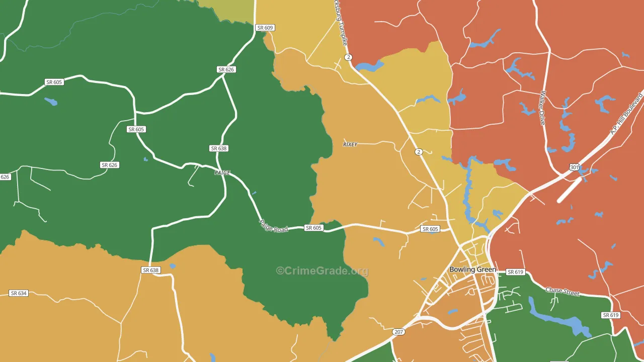 Paige, VA Map of Theft Rates