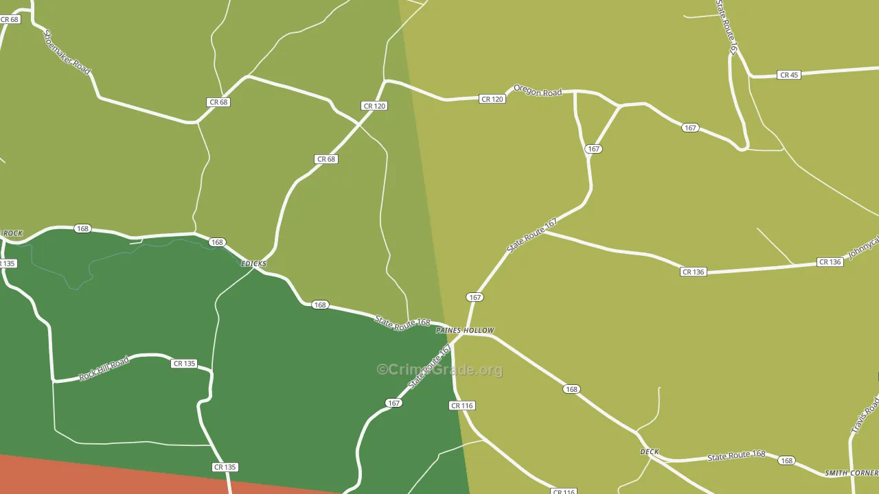 Paines Hollow, NY Map of Theft Rates