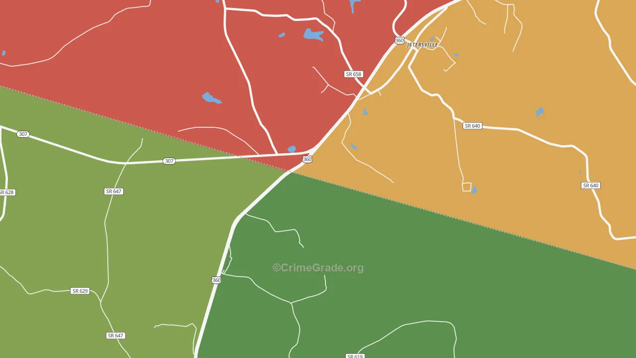 Paineville, VA Map of Theft Rates