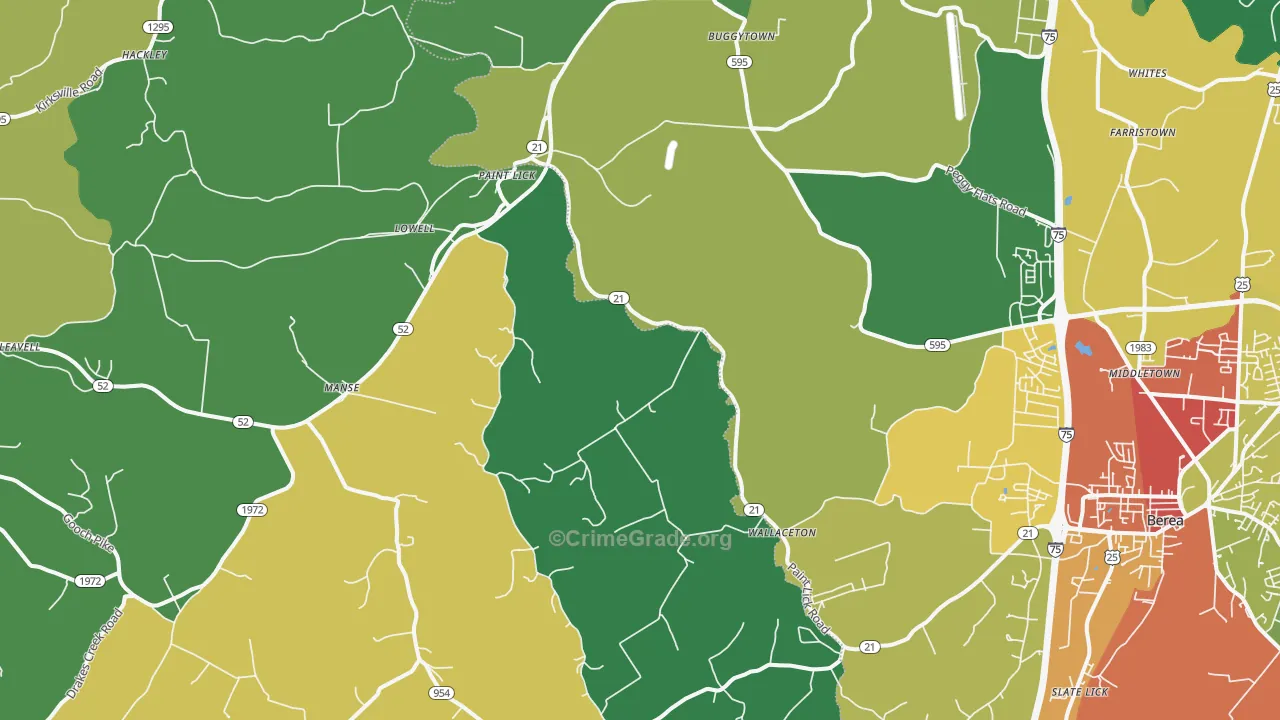 Paint Lick, KY Map of Theft Rates