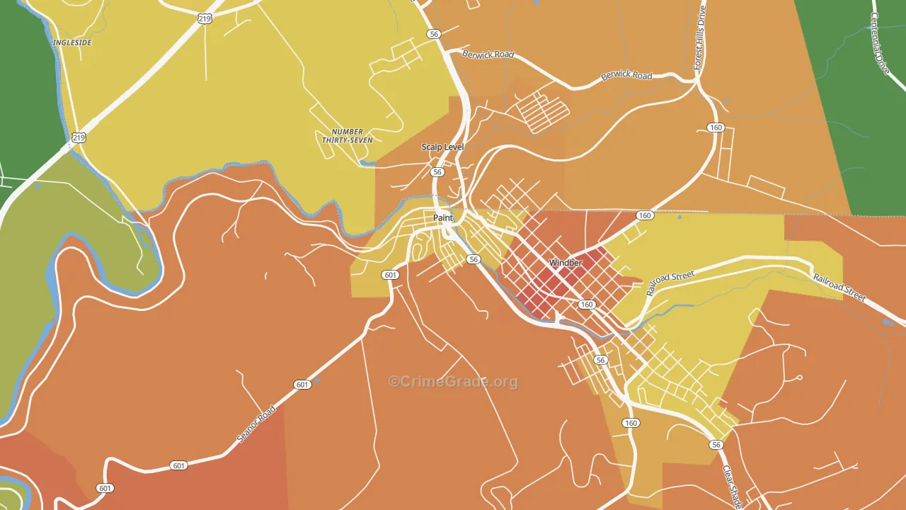 Paint, PA Map of Theft Rates