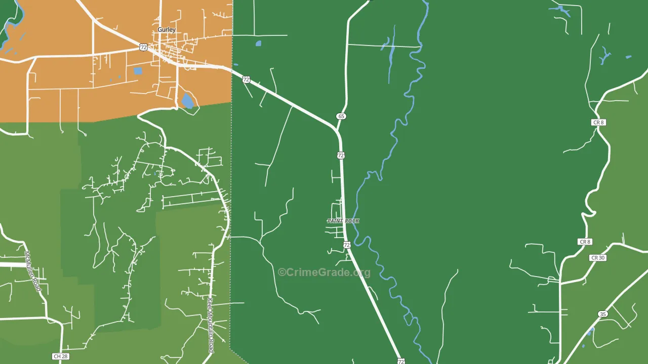 Paint Rock, AL Map of Theft Rates
