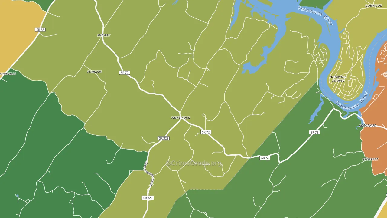 Paint Rock, TN Map of Theft Rates